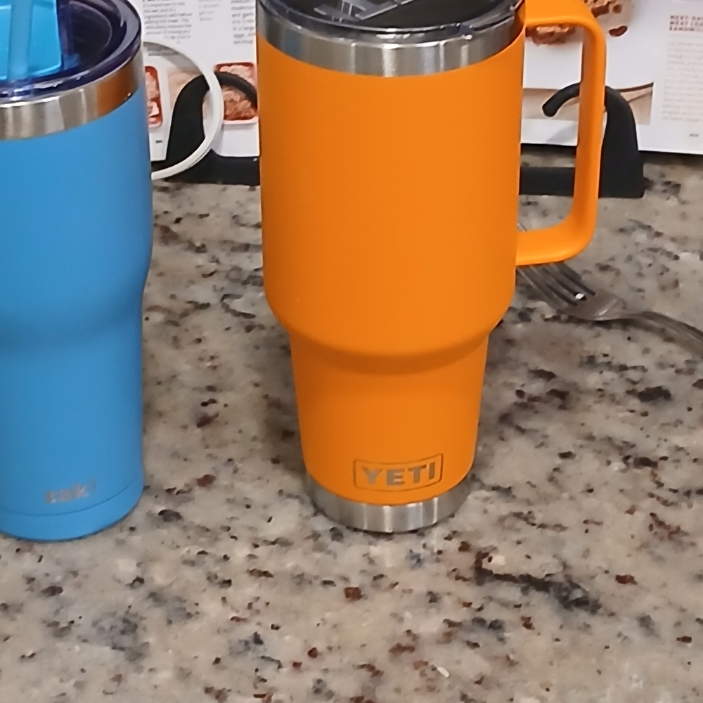 YETI Vibrant Orange and Cool Blue Mugs